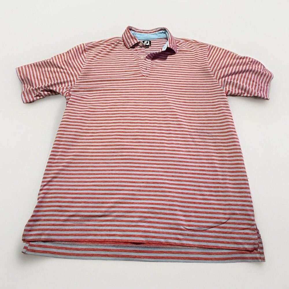 Footjoy Shirt Mens XL Red Blue Striped Golf Polo 4 Way Stretch FJ Breathable